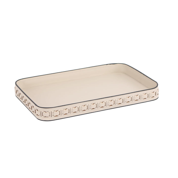 Tessuto Milk Rectangular Leather Tray