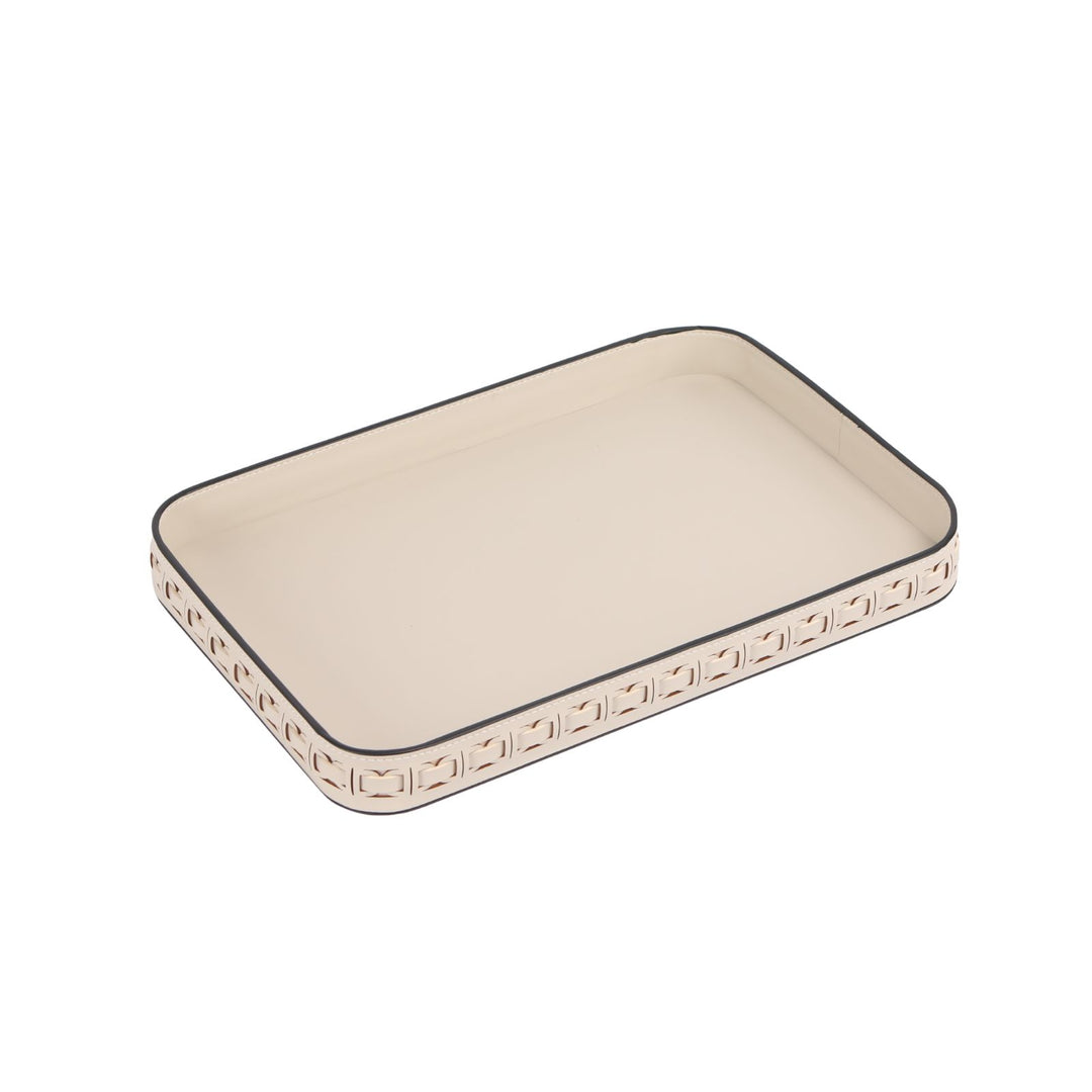Tessuto Milk Rectangular Leather Tray