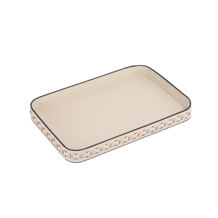 Tessuto Milk Rectangular Leather Tray