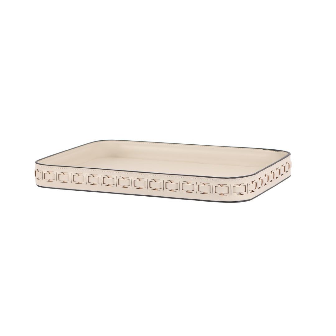 Tessuto Milk Rectangular Leather Tray