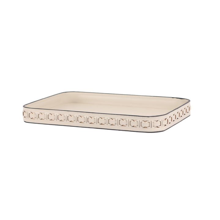 Tessuto Milk Rectangular Leather Tray