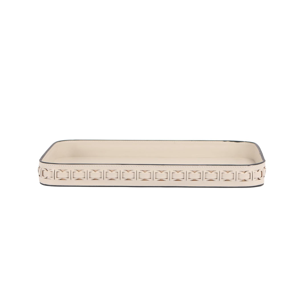 Tessuto Milk Rectangular Leather Tray