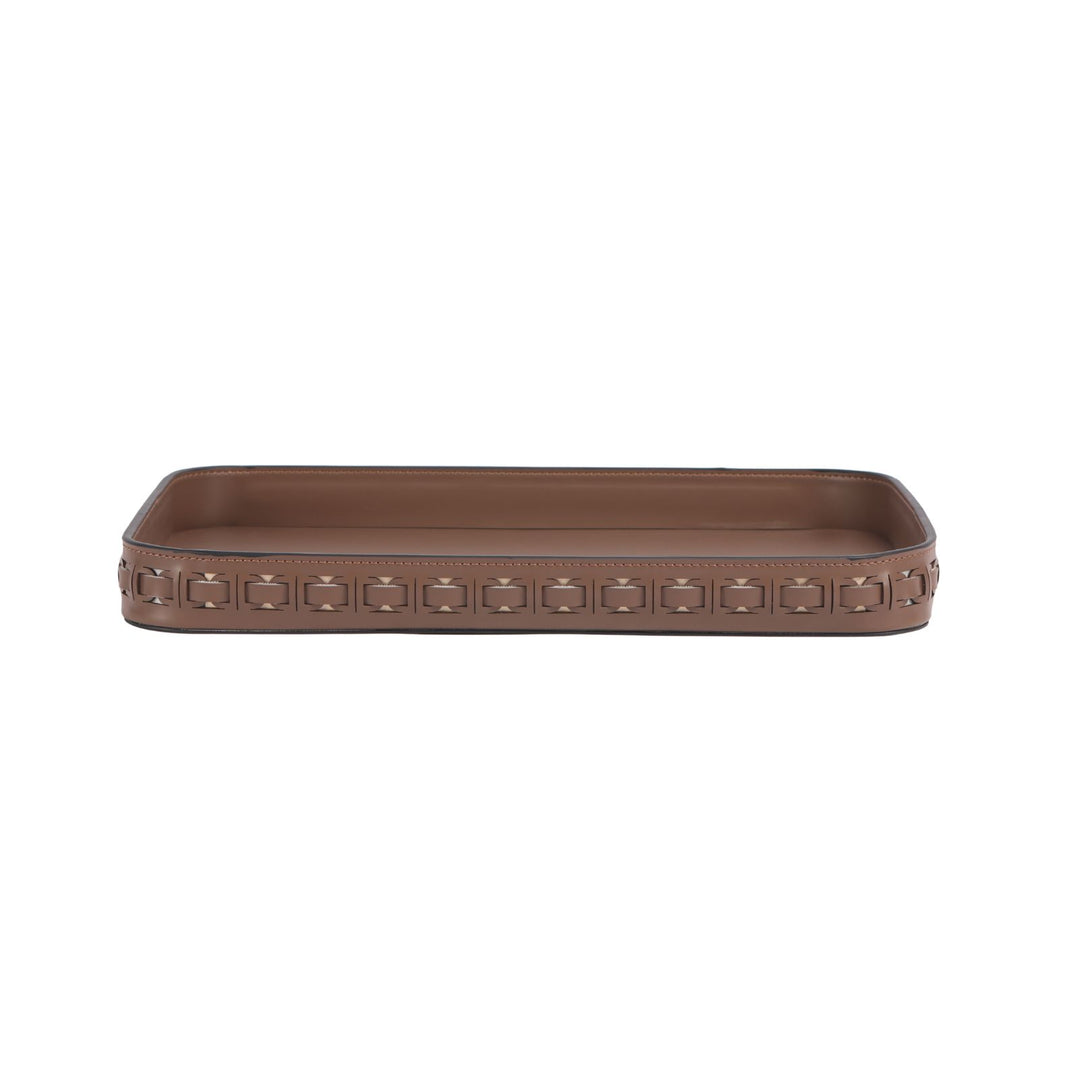 Tessuto Tan Rectangular Leather Tray