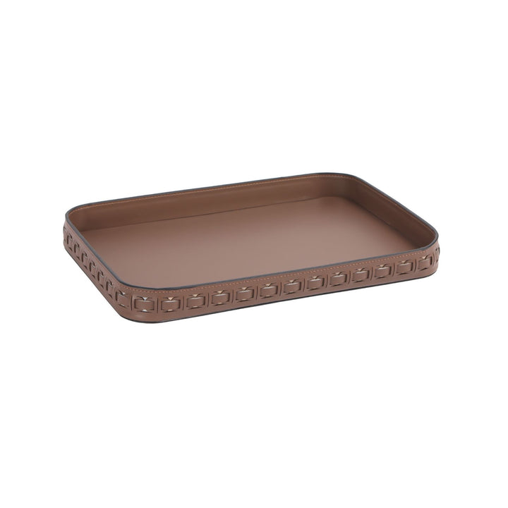 Tessuto Tan Rectangular Leather Tray