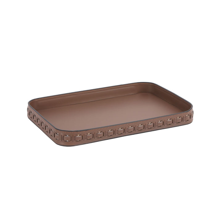 Tessuto Tan Rectangular Leather Tray