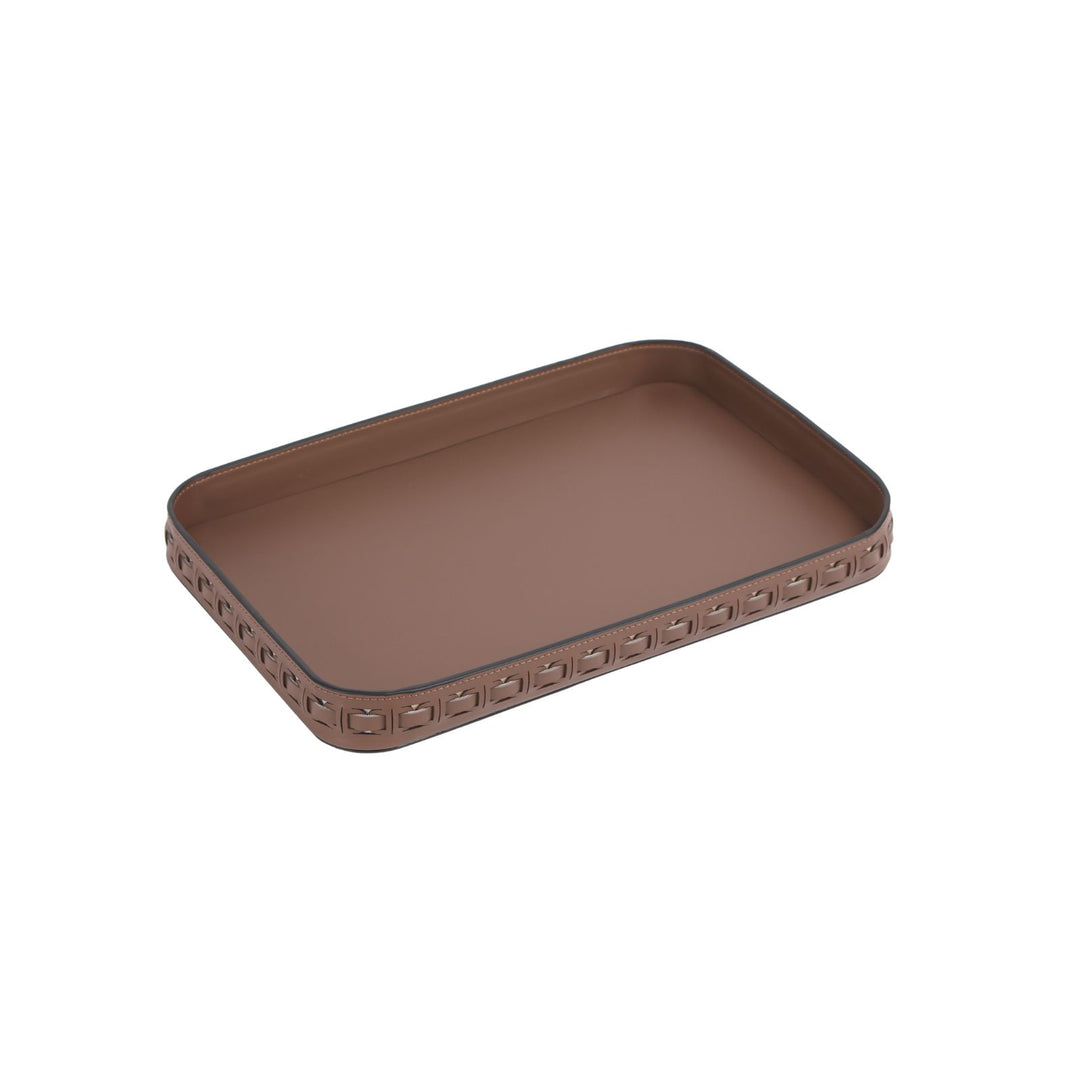 Tessuto Tan Rectangular Leather Tray