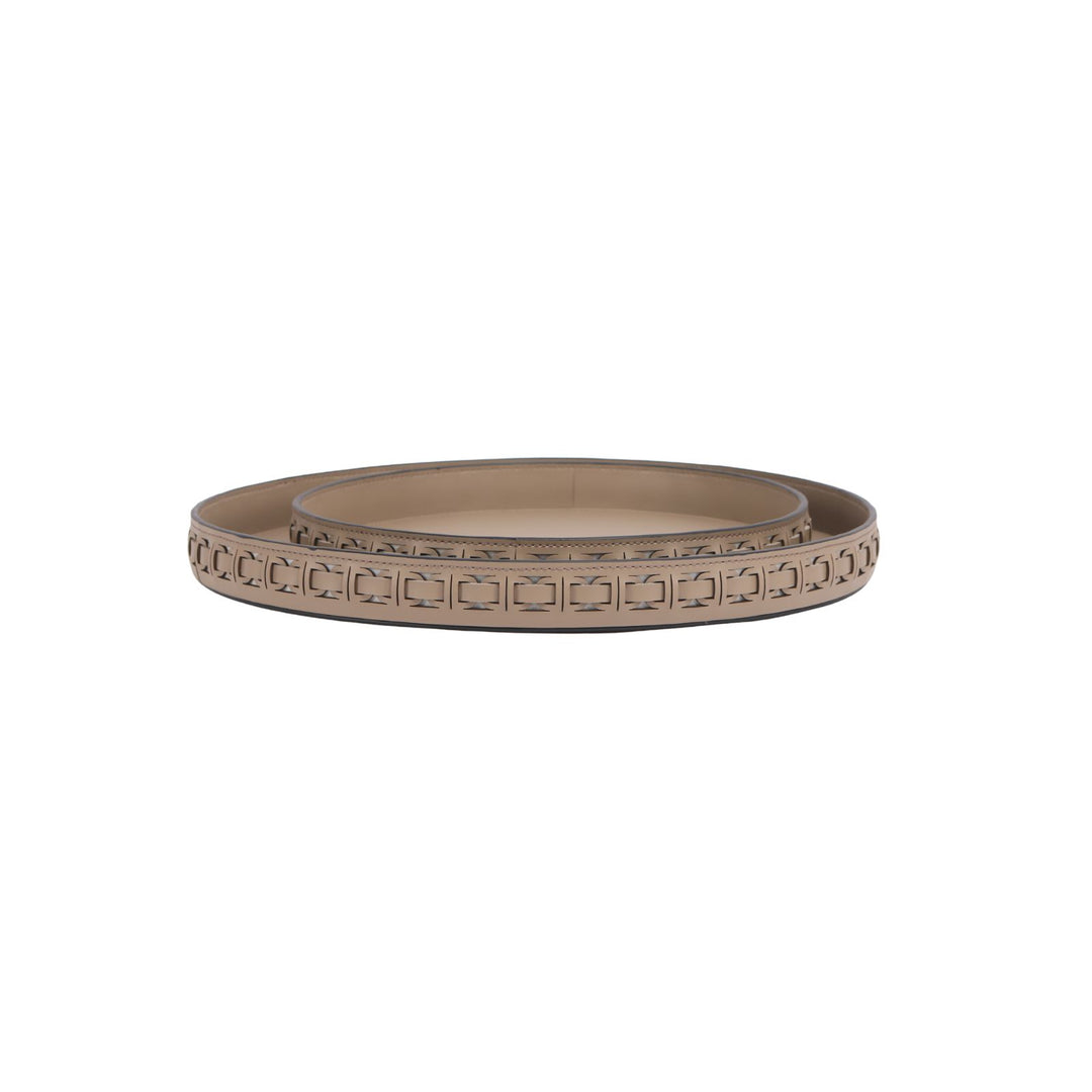 Intreccio Ash Round Leather Tray - Small