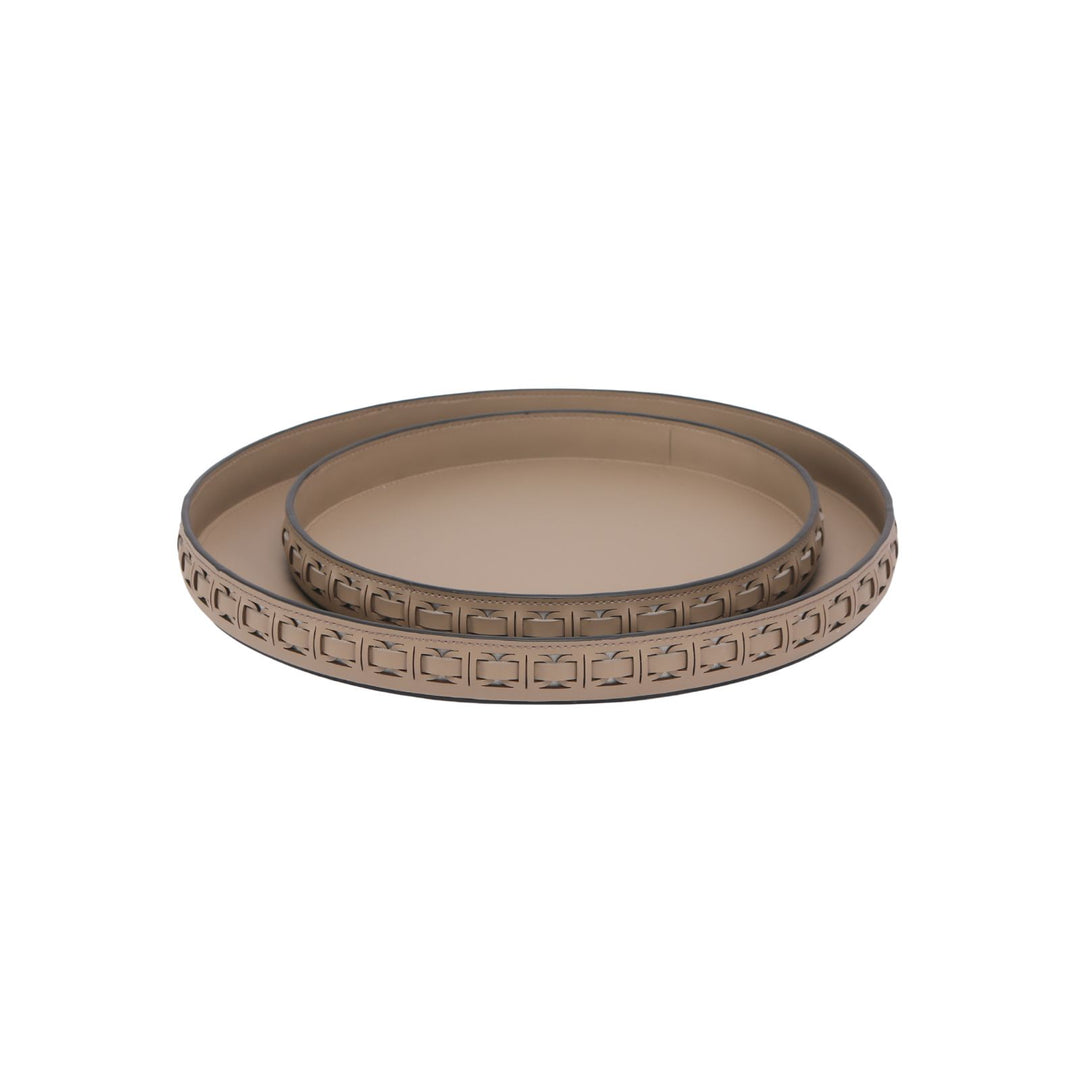 Intreccio Ash Round Leather Tray - Small