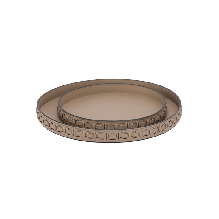 Intreccio Ash Round Leather Tray - Small