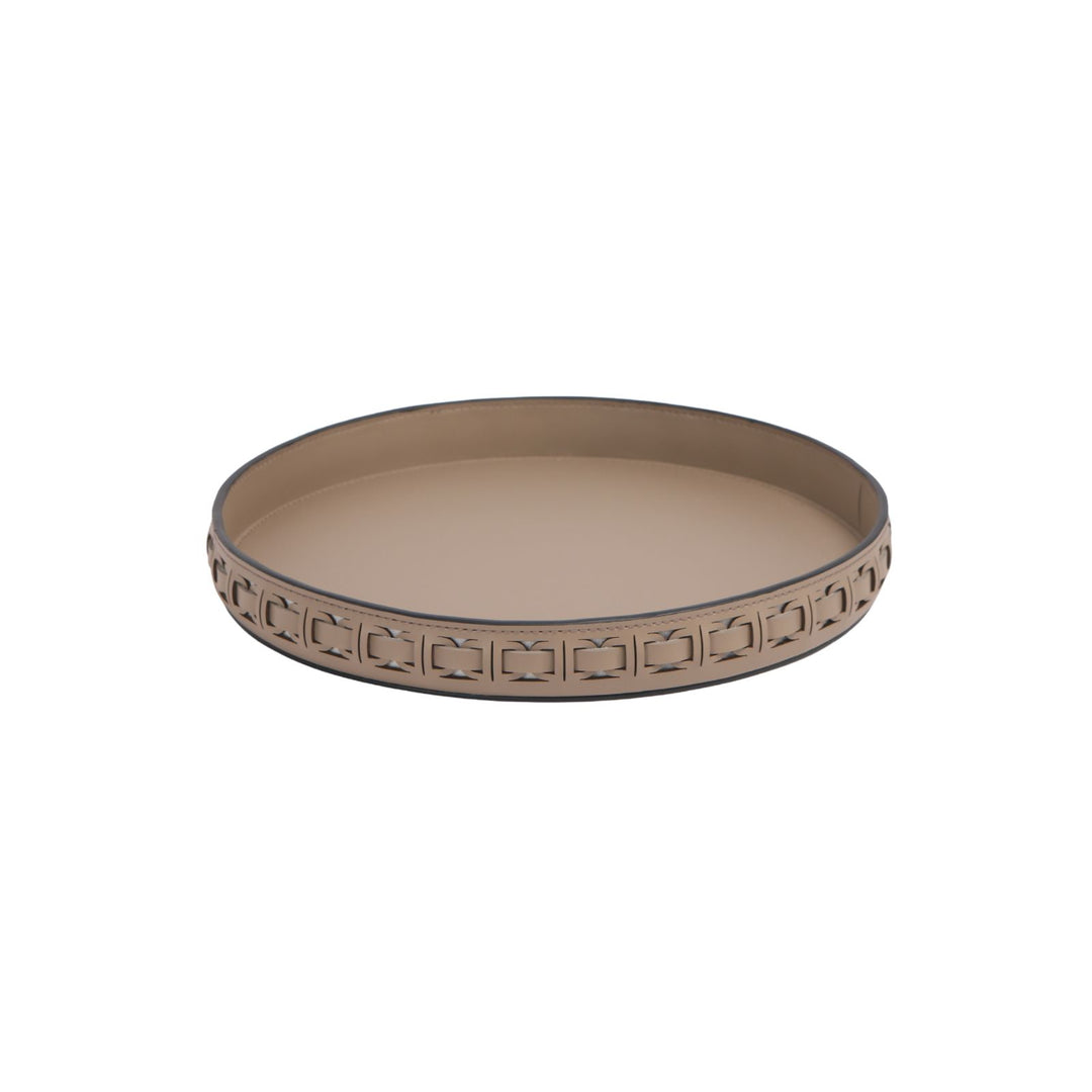 Intreccio Ash Round Leather Tray - Small