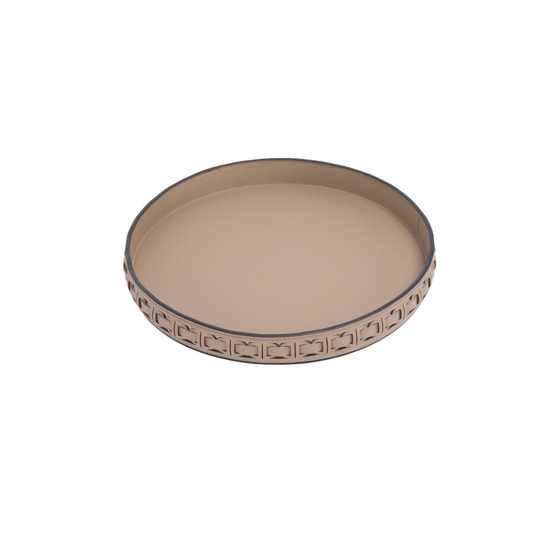 Intreccio Ash Round Leather Tray - Small