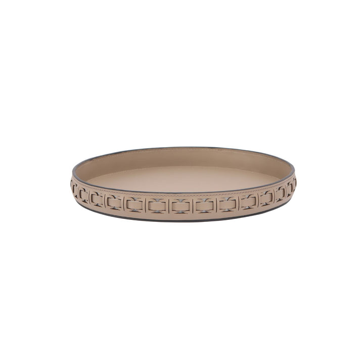 Intreccio Ash Round Leather Tray - Small
