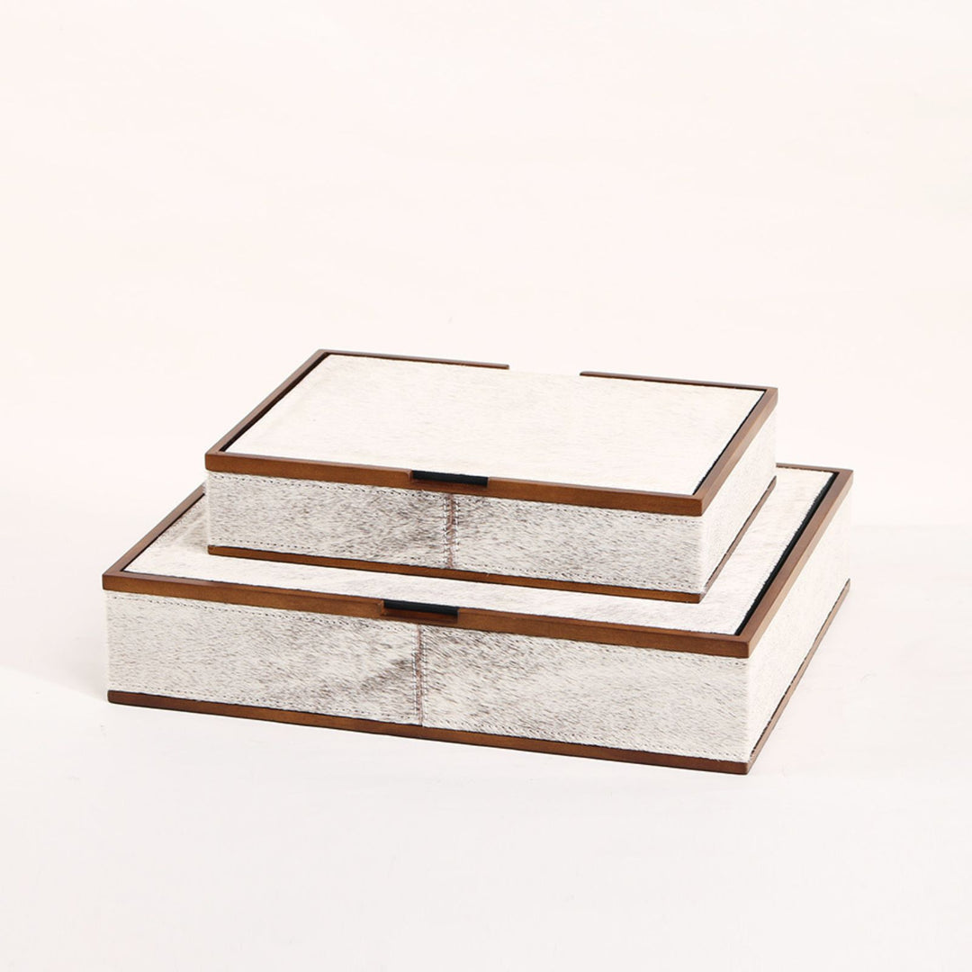 Nashwood Cream & Brown Faux Hide Box-  Large