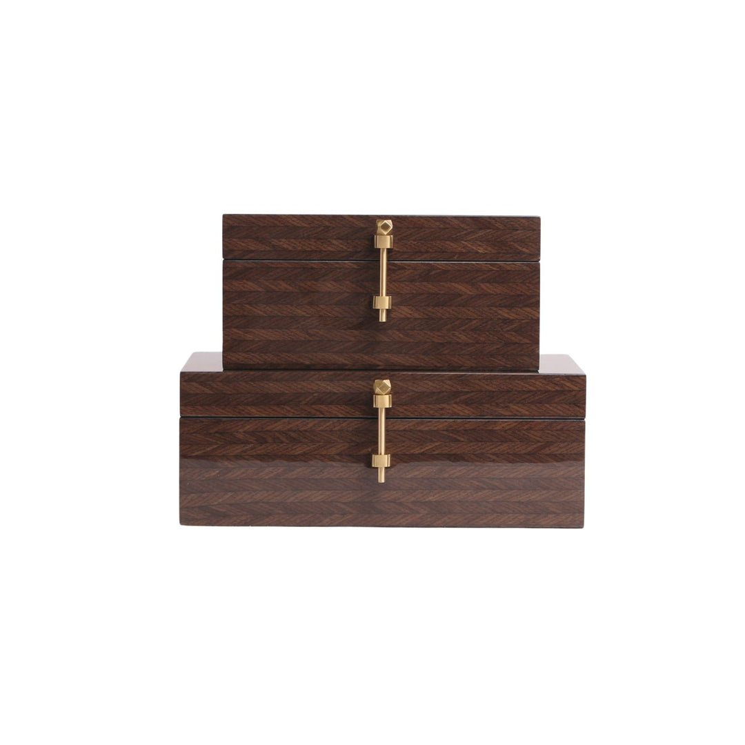Espresso Rectangular Box with Gold Pin detail - Large
