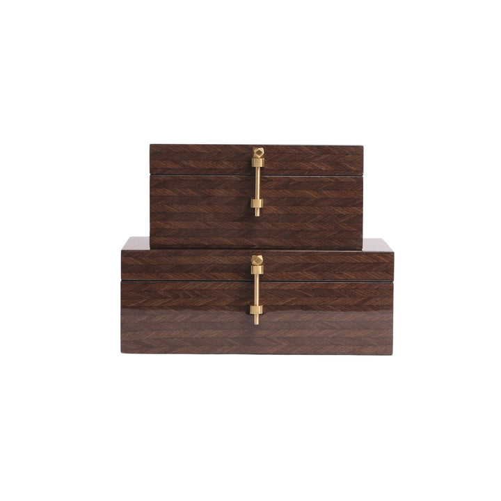 Espresso Rectangular Box with Gold Pin detail - Large