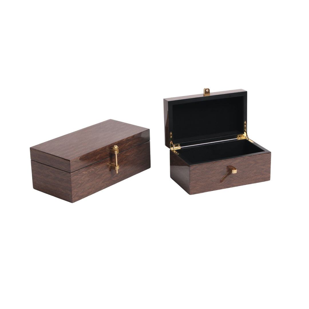 Espresso Rectangular Box with Gold Pin detail - Large