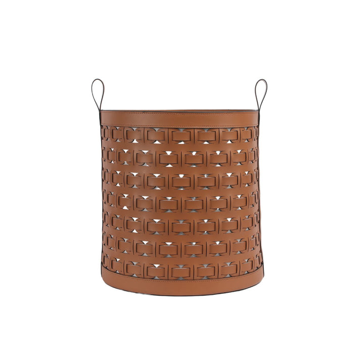 Cesta Woven Tan Leather Basket - Large