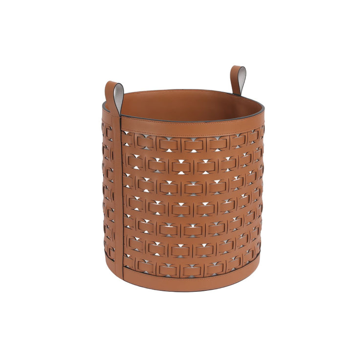 Cesta Woven Tan Leather Basket - Large