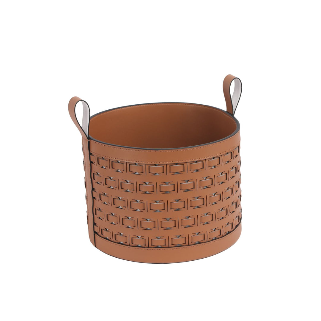 Cesta Woven Tan Leather Basket - Small