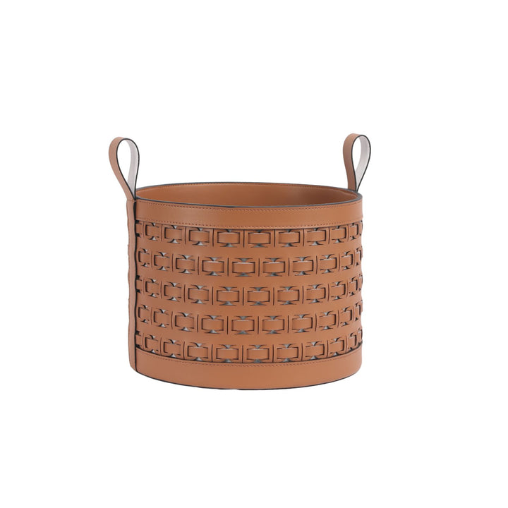 Cesta Woven Tan Leather Basket - Small