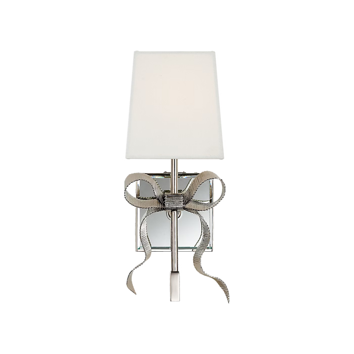 Ellery Gros-Grain Bow Small Sconce in Polished Nickel