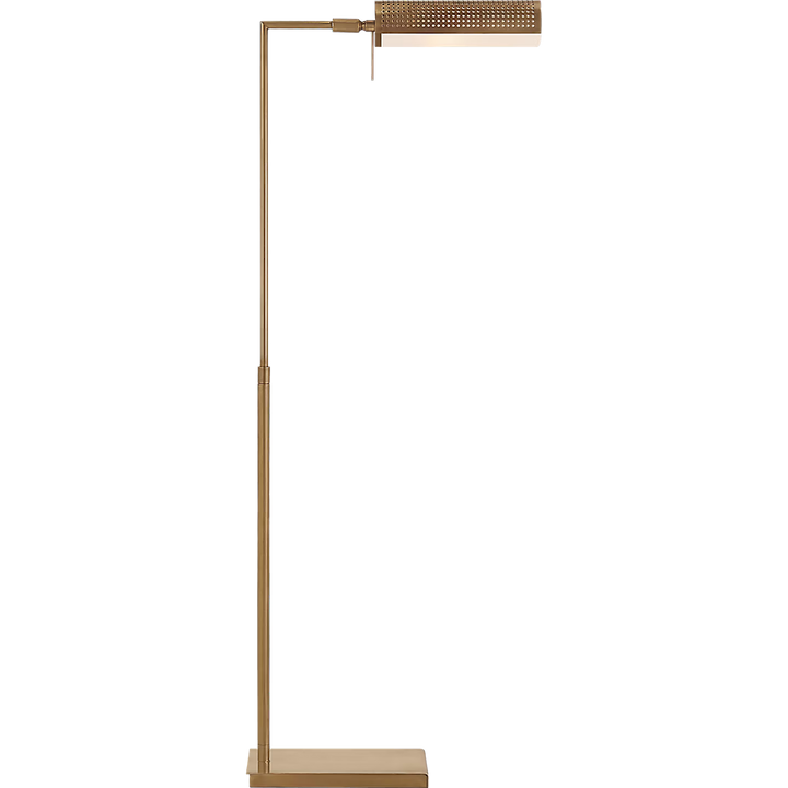 Precision Pharmacy Floor Lamp in Antique Burnished Brass with White Glass