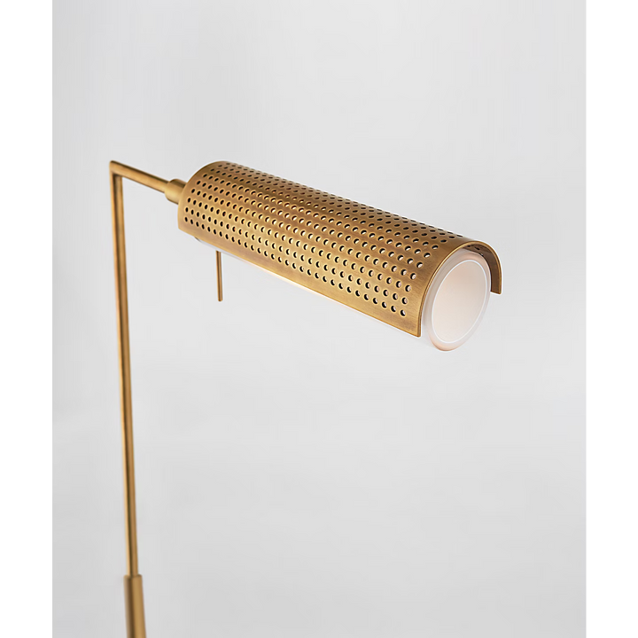 Precision Pharmacy Floor Lamp in Antique Burnished Brass with White Glass