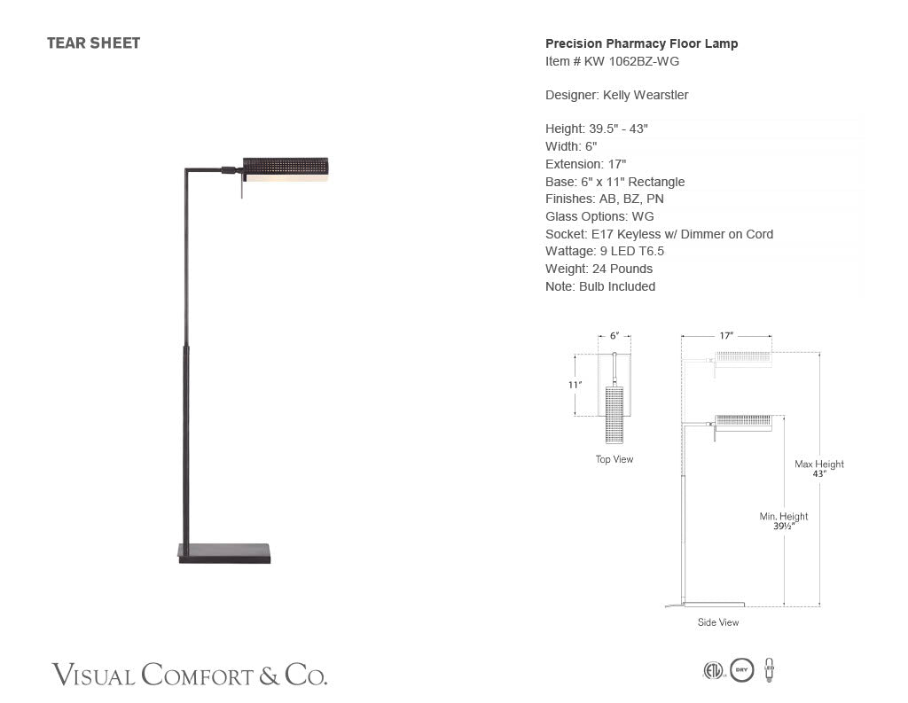 Precision Pharmacy Floor Lamp in Bronze with White Glass