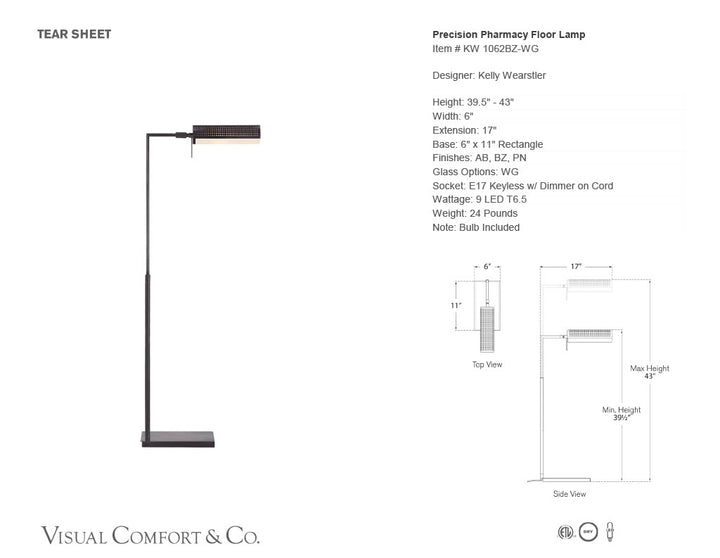 Precision Pharmacy Floor Lamp in Bronze with White Glass
