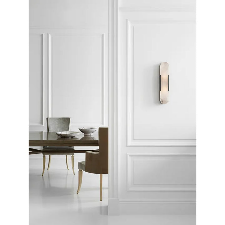 Melange Elongated Sconce in Bronze & Alabaster