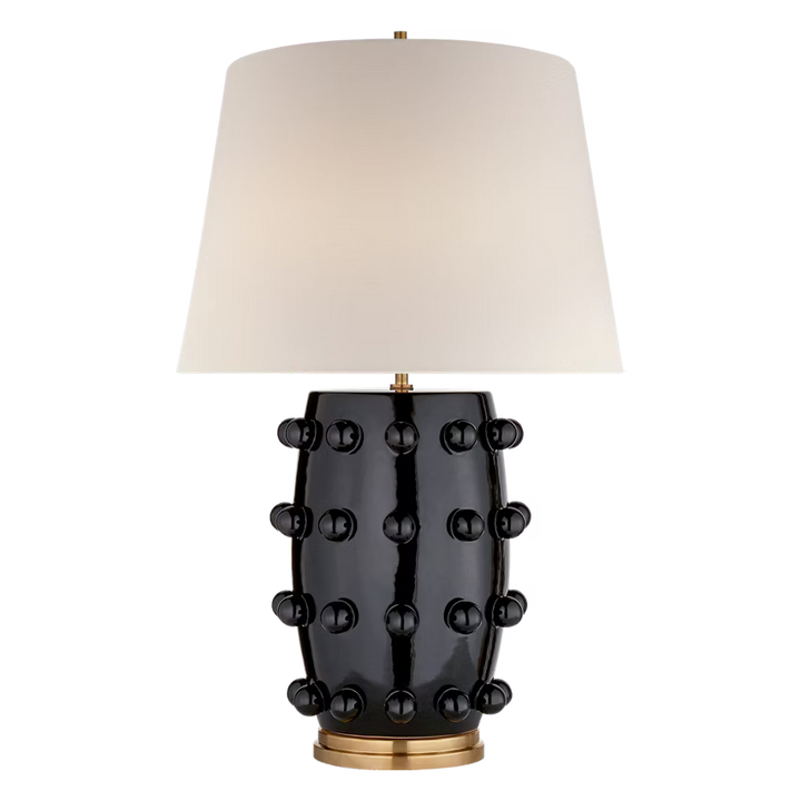 Linden Table Lamp in Black with Linen Shade - Medium