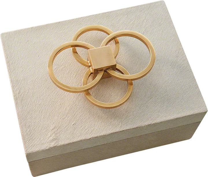 Layered Circle Box - Ivory Hair on Hide