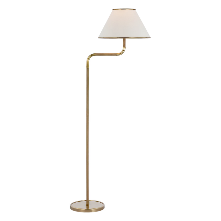 Rigby Medium Bridge Arm Floor Lamp in Soft Brass & Natural Oak