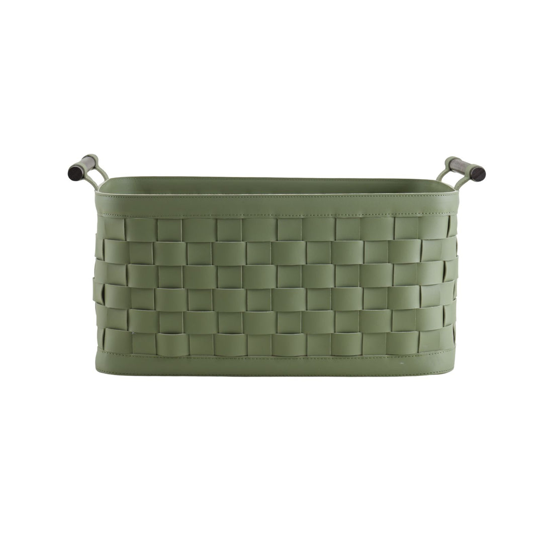 Sage Green Woven Leather Basket