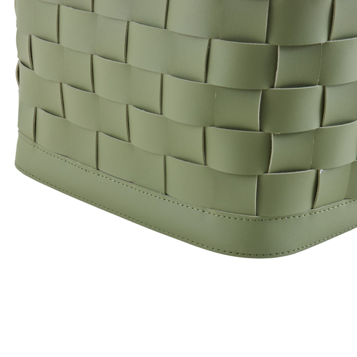 Sage Green Woven Leather Basket