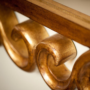 Edward Gold Mirror with Swirl Carving