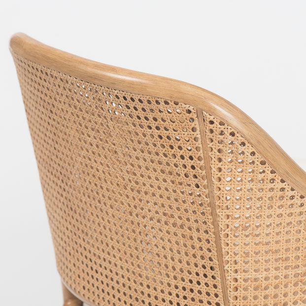Natural Weave Caned Toboggan Armchair