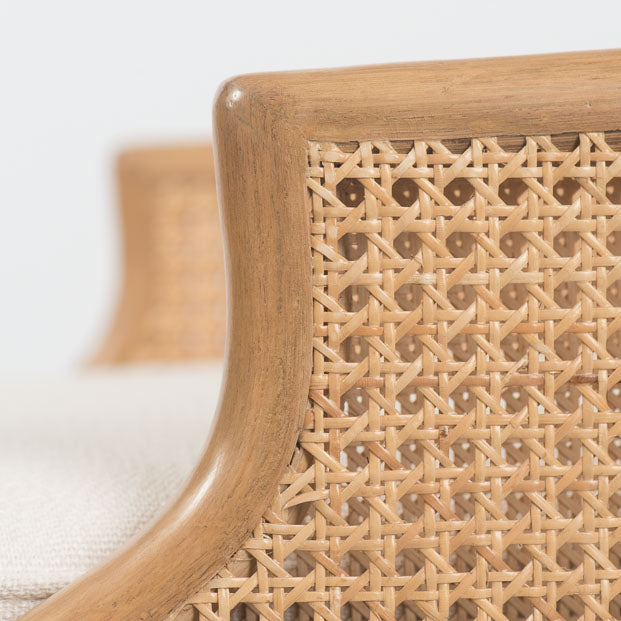 Natural Weave Caned Toboggan Armchair