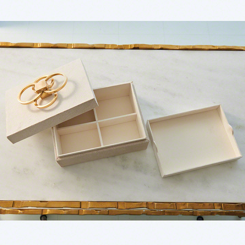 Layered Circle Box - Ivory Hair on Hide