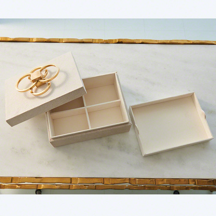 Layered Circle Box - Ivory Hair on Hide