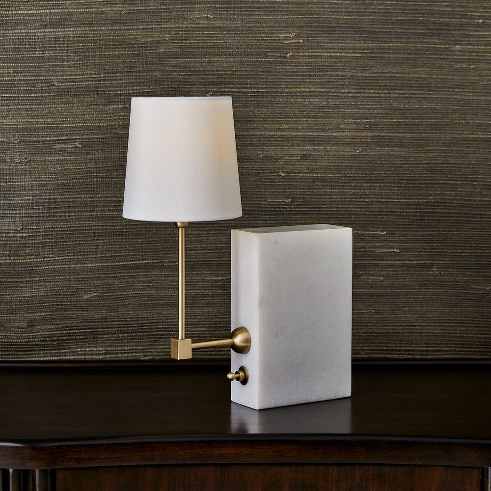 On a Shelf Mini Lamp - White Marble/Brass