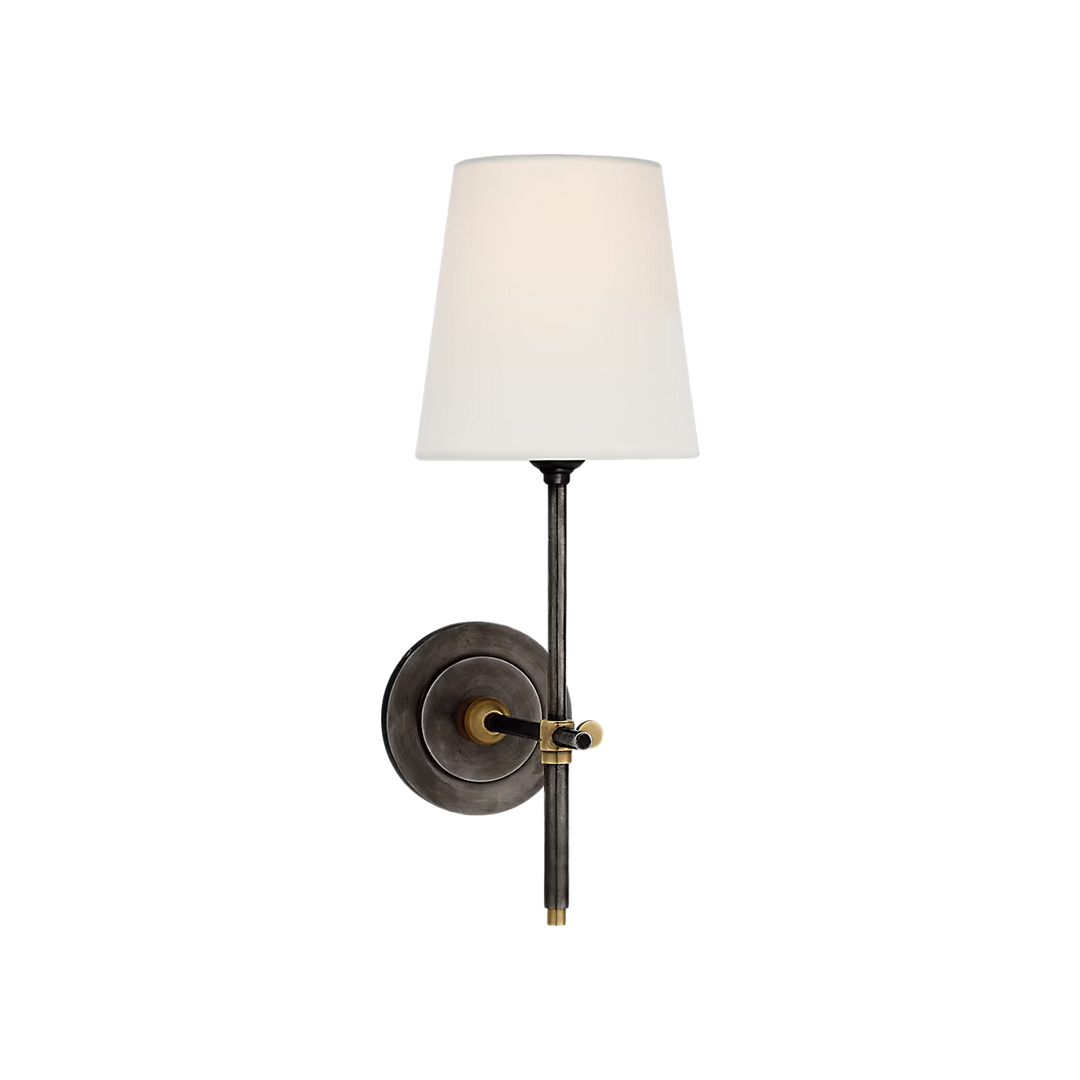 Bryant Sconce in Bronze and Hand-Rubbed Antique Brass