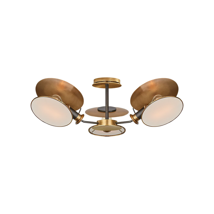 Osiris Medium Reflector Semi-Flush Mount - Bronze with Antique Brass