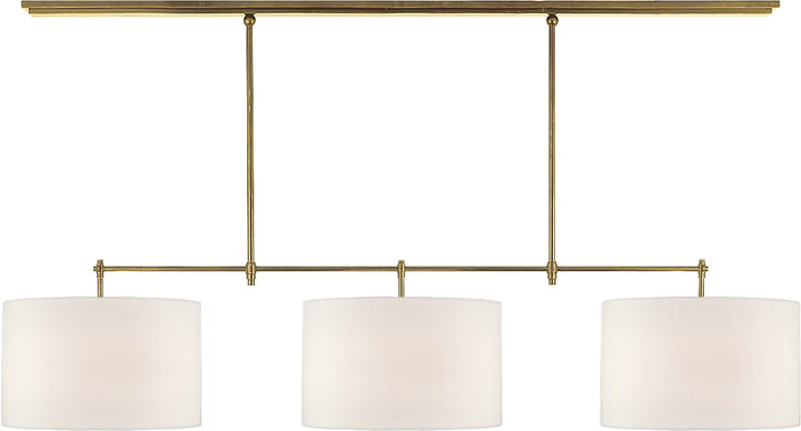 Bryant Large Billiard in Hand-Rubbed Antique Brass with Linen Shades