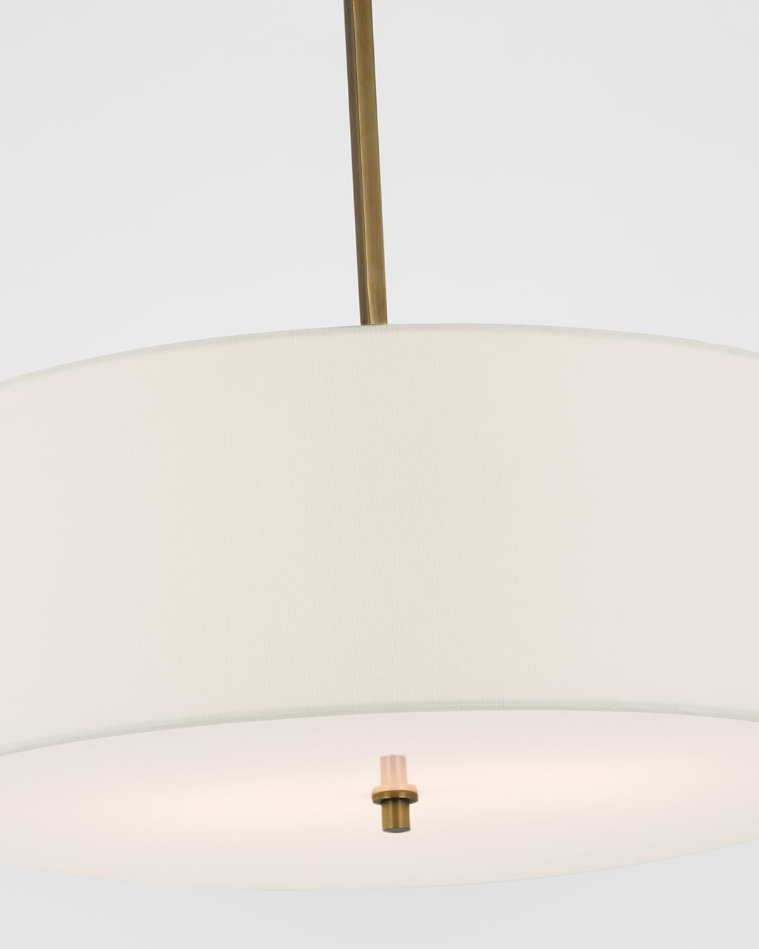 Reed Hanging Shade in Hand-Rubbed Antique Brass with Linen Shade