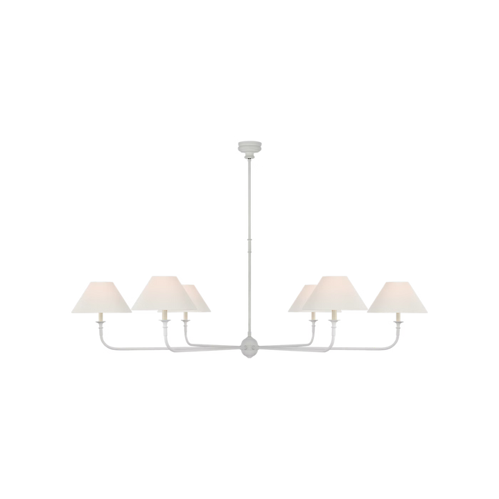 Piaf Oversized Chandelier in Plaster White with Linen Shades