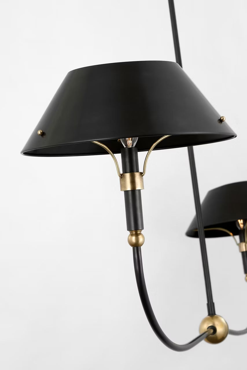 Turlington XL Linear Chandelier in Bronze  and Hand-Rubbed Antique Brass