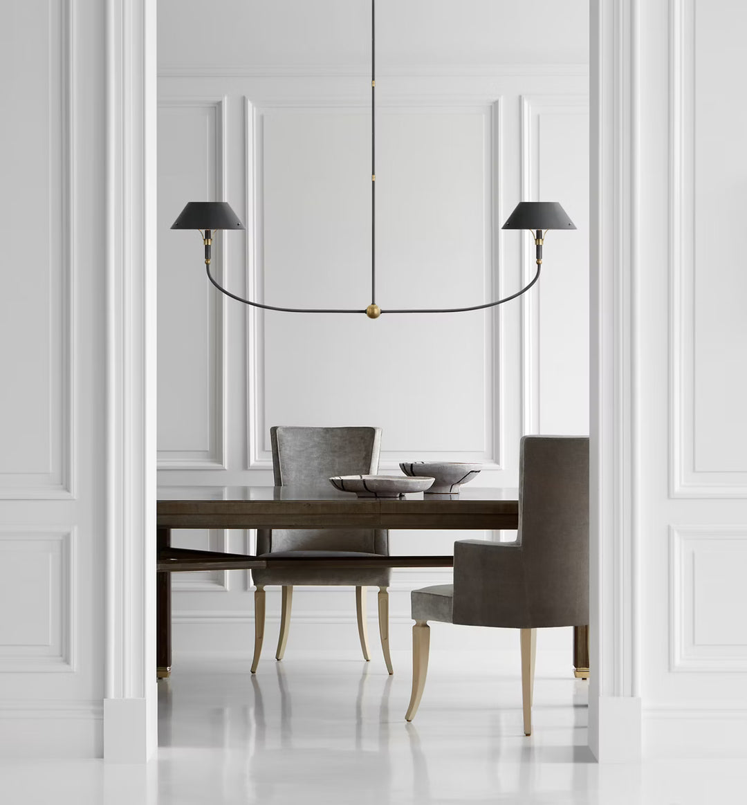 Turlington XL Linear Chandelier in Bronze  and Hand-Rubbed Antique Brass