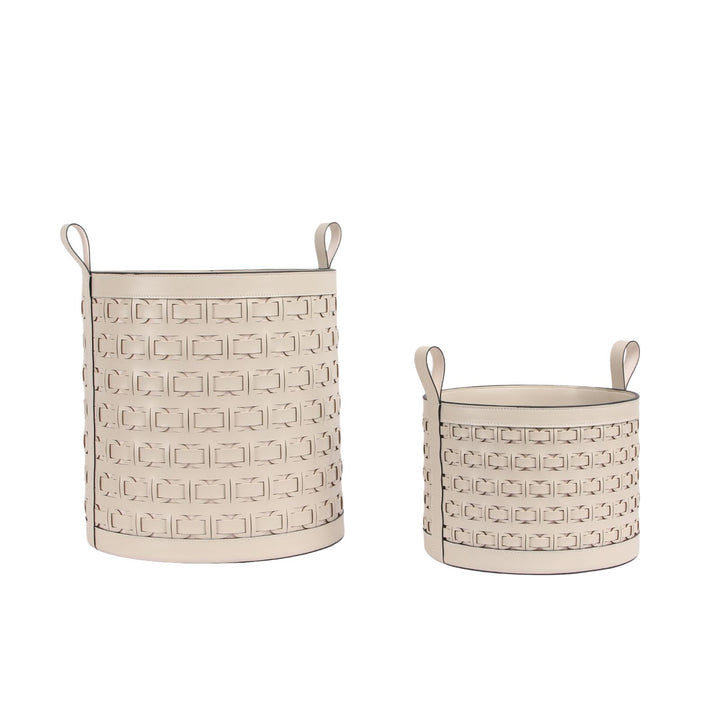 Cesta Woven Milk Leather Basket - Large
