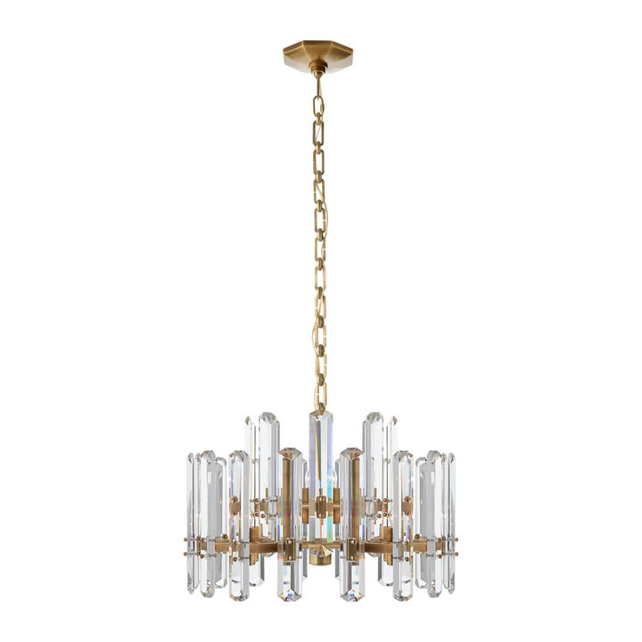 Bonnington Chandelier in Hand-Rubbed Antique Brass with Crystal